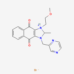 molecular formula C20H21BrN4O3 B15378858 1-(2-methoxyethyl)-2-methyl-4,9-dioxo-3-(pyrazin-2-ylmethyl)-4,9-dihydro-1H-naphtho[2,3-d]imidazolium bromide 