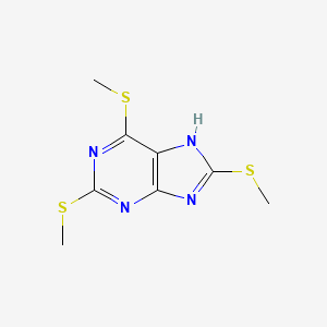 molecular formula C8H10N4S3 B15378865 2,6,8-tris(methylsulfanyl)-7H-purine CAS No. 39013-71-3