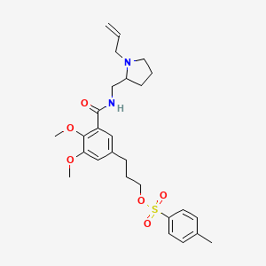 molecular formula C27H36N2O6S B15379109 (S)-3-(3-(((1-Allylpyrrolidin-2-yl)methyl)carbamoyl)-4,5-dimethoxyphenyl)propyl 4-methylbenzenesulfonate 