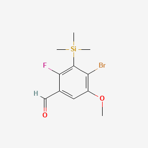 molecular formula C11H14BrFO2Si B15379500 4-Bromo-2-fluoro-5-methoxy-3-(trimethylsilyl)benzaldehyde 