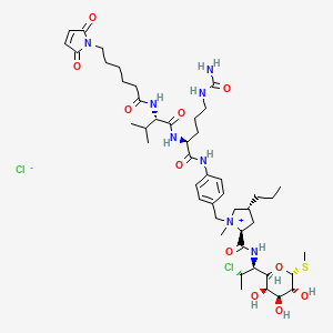 (2S,4R)-1-[[4-[[(2S)-5-(carbamoylamino)-2-[[(2S)-2-[6-(2,5-dioxopyrrol-1-yl)hexanoylamino]-3-methylbutanoyl]amino]pentanoyl]amino]phenyl]methyl]-N-[(1S,2S)-2-chloro-1-[(2R,3R,4S,5R,6R)-3,4,5-trihydroxy-6-methylsulfanyloxan-2-yl]propyl]-1-methyl-4-propylpyrrolidin-1-ium-2-carboxamide;chloride