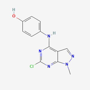 molecular formula C12H10ClN5O B15379592 4-[(6-Chloro-1-methyl-1h-pyrazolo[3,4-d]pyrimidin-4-yl)amino]phenol CAS No. 5444-59-7