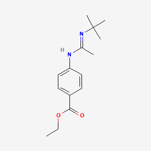 molecular formula C15H22N2O2 B15379947 ethyl 4-[(N-tert-butyl-C-methylcarbonimidoyl)amino]benzoate CAS No. 89020-27-9