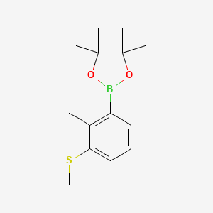 molecular formula C14H21BO2S B15380065 4,4,5,5-Tetramethyl-2-(2-methyl-3-(methylthio)phenyl)-1,3,2-dioxaborolane 