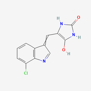 molecular formula C12H8ClN3O2 B15380313 4-[(7-Chloroindol-3-ylidene)methyl]-5-hydroxy-1,3-dihydroimidazol-2-one 