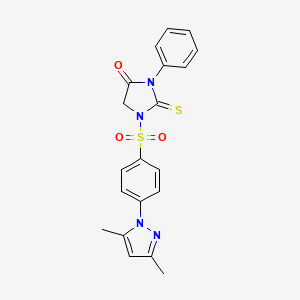 molecular formula C20H18N4O3S2 B15380536 1-[4-(3,5-Dimethyl-1H-pyrazol-1-yl)benzene-1-sulfonyl]-3-phenyl-2-sulfanylideneimidazolidin-4-one CAS No. 69180-95-6