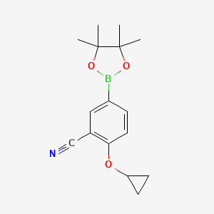 molecular formula C16H20BNO3 B15380621 2-Cyclopropoxy-5-(4,4,5,5-tetramethyl-1,3,2-dioxaborolan-2-YL)benzonitrile 