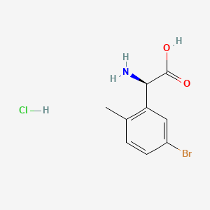 molecular formula C9H11BrClNO2 B15380712 (2R)-2-Amino-2-(5-bromo-2-methylphenyl)acetic acid hydrochloride 