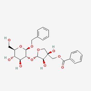 molecular formula C25H30O11 B15380838 [(3S,4R,5S)-5-[(2R,3R,4S,5S,6R)-4,5-dihydroxy-6-(hydroxymethyl)-2-phenylmethoxyoxan-3-yl]oxy-3,4-dihydroxyoxolan-3-yl]methyl benzoate 