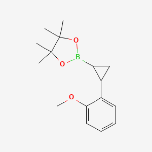 molecular formula C16H23BO3 B15380915 2-[2-(2-Methoxyphenyl)cyclopropyl]-4,4,5,5-tetramethyl-1,3,2-dioxaborolane 