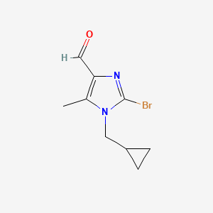 molecular formula C9H11BrN2O B15380968 2-bromo-1-(cyclopropylmethyl)-5-methyl-1H-imidazole-4-carbaldehyde 