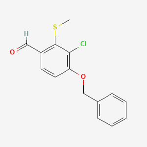 molecular formula C15H13ClO2S B15380995 4-(Benzyloxy)-3-chloro-2-(methylthio)benzaldehyde 