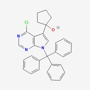 molecular formula C30H26ClN3O B15381124 1-(4-chloro-7-trityl-7H-pyrrolo[2,3-d]pyrimidin-5-yl)cyclopentanol 