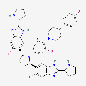 molecular formula C43H43F5N8 B15381132 (S)-5,5'-((2R,5R)-1-(3,5-difluoro-4-(4-(4-fluorophenyl)piperidin-1-yl)phenyl)pyrrolidine-2,5-diyl)bis(6-fluoro-2-((S)-pyrrolidin-2-yl)-1H-benzo[d]imidazole) 