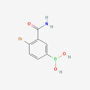 molecular formula C7H7BBrNO3 B15381142 (4-Bromo-3-carbamoylphenyl)boronic acid 