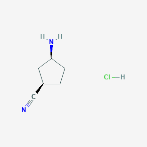 molecular formula C6H11ClN2 B15381174 cis-3-Aminocyclopentane-1-carbonitrile hcl 