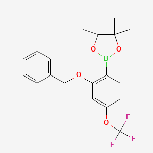 molecular formula C20H22BF3O4 B15381340 2-(2-(Benzyloxy)-4-(trifluoromethoxy)phenyl)-4,4,5,5-tetramethyl-1,3,2-dioxaborolane 