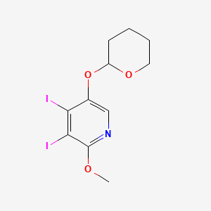 molecular formula C11H13I2NO3 B15381677 3,4-Diiodo-2-methoxy-5-((tetrahydro-2H-pyran-2-YL)oxy)pyridine 