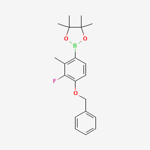 molecular formula C20H24BFO3 B15381712 2-(4-(Benzyloxy)-3-fluoro-2-methylphenyl)-4,4,5,5-tetramethyl-1,3,2-dioxaborolane 