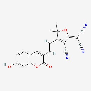 (E)-2-(3-Cyano-4-(2-(7-hydroxy-2-oxo-2H-chromen-3-yl)vinyl)-5,5-dimethylfuran-2(5H)-ylidene)malononitrile