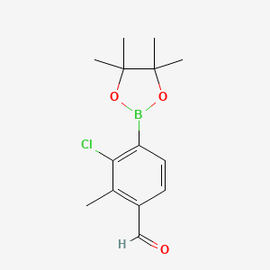 molecular formula C14H18BClO3 B15381779 3-Chloro-2-methyl-4-(4,4,5,5-tetramethyl-1,3,2-dioxaborolan-2-yl)benzaldehyde 