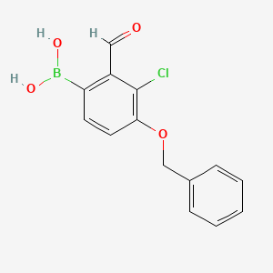 molecular formula C14H12BClO4 B15381816 (4-(Benzyloxy)-3-chloro-2-formylphenyl)boronic acid 