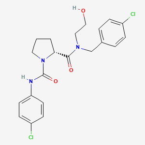 molecular formula C21H23Cl2N3O3 B15381824 (R)-N2-(4-Chlorobenzyl)-N1-(4-chlorophenyl)-N2-(2-hydroxyethyl)pyrrolidine-1,2-dicarboxamide 