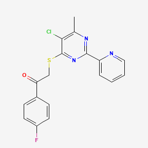 2-(5-Chloro-6-methyl-2-pyridin-2-ylpyrimidin-4-yl)sulfanyl-1-(4-fluorophenyl)ethanone