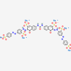 hexasodium;(3Z)-4-oxo-7-[[(6Z)-5-oxo-7-sulfonato-6-[[2-sulfonato-4-[(4-sulfonatophenyl)diazenyl]phenyl]hydrazinylidene]naphthalen-2-yl]carbamoylamino]-3-[[2-sulfonato-4-[(4-sulfonatophenyl)diazenyl]phenyl]hydrazinylidene]naphthalene-2-sulfonate