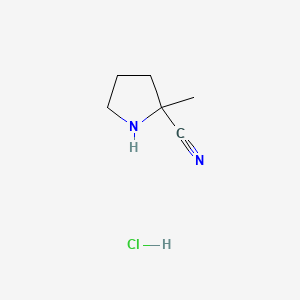 molecular formula C6H11ClN2 B15382042 2-Methylpyrrolidine-2-carbonitrile hcl 