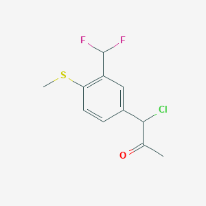 molecular formula C11H11ClF2OS B15382287 1-Chloro-1-(3-(difluoromethyl)-4-(methylthio)phenyl)propan-2-one 