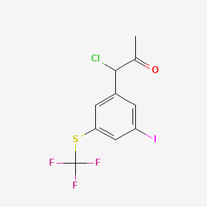 molecular formula C10H7ClF3IOS B15382340 1-Chloro-1-(3-iodo-5-(trifluoromethylthio)phenyl)propan-2-one 