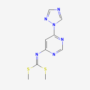 molecular formula C9H10N6S2 B15382348 Dimethyl (6-(1H-1,2,4-triazol-1-yl)pyrimidin-4-yl)carbonimidodithioate CAS No. 1221974-60-2