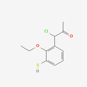 molecular formula C11H13ClO2S B15382403 1-Chloro-1-(2-ethoxy-3-mercaptophenyl)propan-2-one 