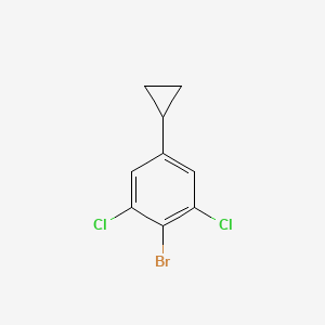 molecular formula C9H7BrCl2 B15382445 2-Bromo-1,3-dichloro-5-cyclopropylbenzene 