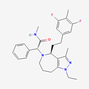 molecular formula C28H34F2N4O B15382471 (R)-2-((S)-4-(3,5-difluoro-4-methylphenethyl)-1-ethyl-3-methyl-7,8-dihydropyrazolo[4,3-c]azepin-5(1H,4H,6H)-yl)-N-methyl-2-phenylacetamide 