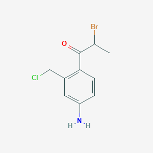 molecular formula C10H11BrClNO B15382585 1-(4-Amino-2-(chloromethyl)phenyl)-2-bromopropan-1-one 