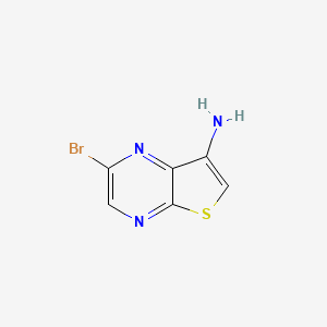 molecular formula C6H4BrN3S B15382594 2-Bromothieno[2,3-b]pyrazin-7-amine 