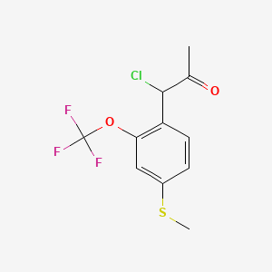 molecular formula C11H10ClF3O2S B15382654 1-Chloro-1-(4-(methylthio)-2-(trifluoromethoxy)phenyl)propan-2-one 