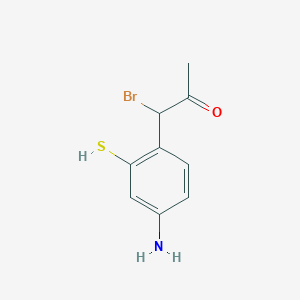 molecular formula C9H10BrNOS B15382676 1-(4-Amino-2-mercaptophenyl)-1-bromopropan-2-one 