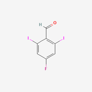 molecular formula C7H3FI2O B15382722 4-Fluoro-2,6-diiodobenzaldehyde 