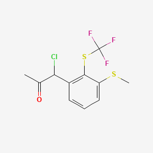 molecular formula C11H10ClF3OS2 B15382965 1-Chloro-1-(3-(methylthio)-2-(trifluoromethylthio)phenyl)propan-2-one 