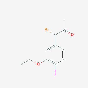 molecular formula C11H12BrIO2 B15383041 1-Bromo-1-(3-ethoxy-4-iodophenyl)propan-2-one 