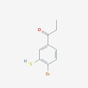 molecular formula C9H9BrOS B15383075 1-(4-Bromo-3-mercaptophenyl)propan-1-one 