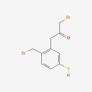 molecular formula C10H10Br2OS B15383082 1-Bromo-3-(2-(bromomethyl)-5-mercaptophenyl)propan-2-one 