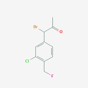 molecular formula C10H9BrClFO B15383308 1-Bromo-1-(3-chloro-4-(fluoromethyl)phenyl)propan-2-one 