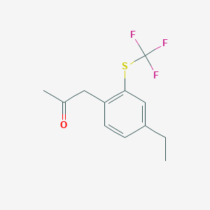 molecular formula C12H13F3OS B15383466 1-(4-Ethyl-2-(trifluoromethylthio)phenyl)propan-2-one 