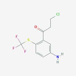 molecular formula C10H9ClF3NOS B15383548 1-(5-Amino-2-(trifluoromethylthio)phenyl)-3-chloropropan-1-one 