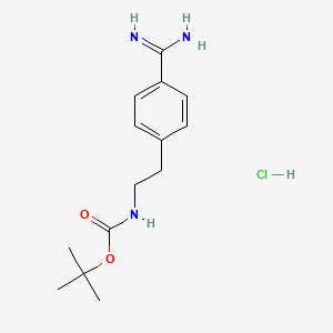 molecular formula C14H22ClN3O2 B15383606 Tert-butyl (4-carbamimidoylphenethyl)carbamate hcl 