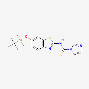 molecular formula C17H22N4OS2Si B15383693 N-(6-((tert-Butyldimethylsilyl)oxy)benzo[d]thiazol-2-yl)-1H-imidazole-1-carbothioamide 